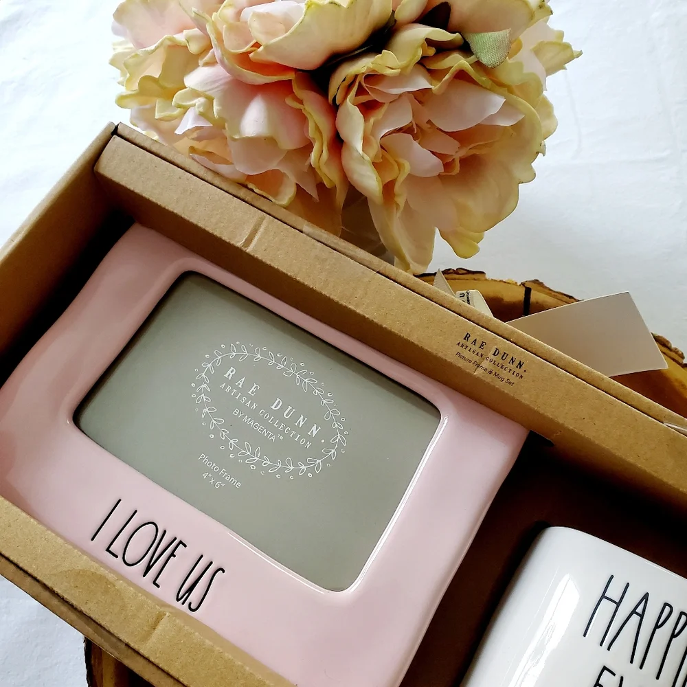 Rae Dunn 'I LOVE US' Picture Frame & 'HAPPILY EVER AFTER' Mug 2 Pc Set